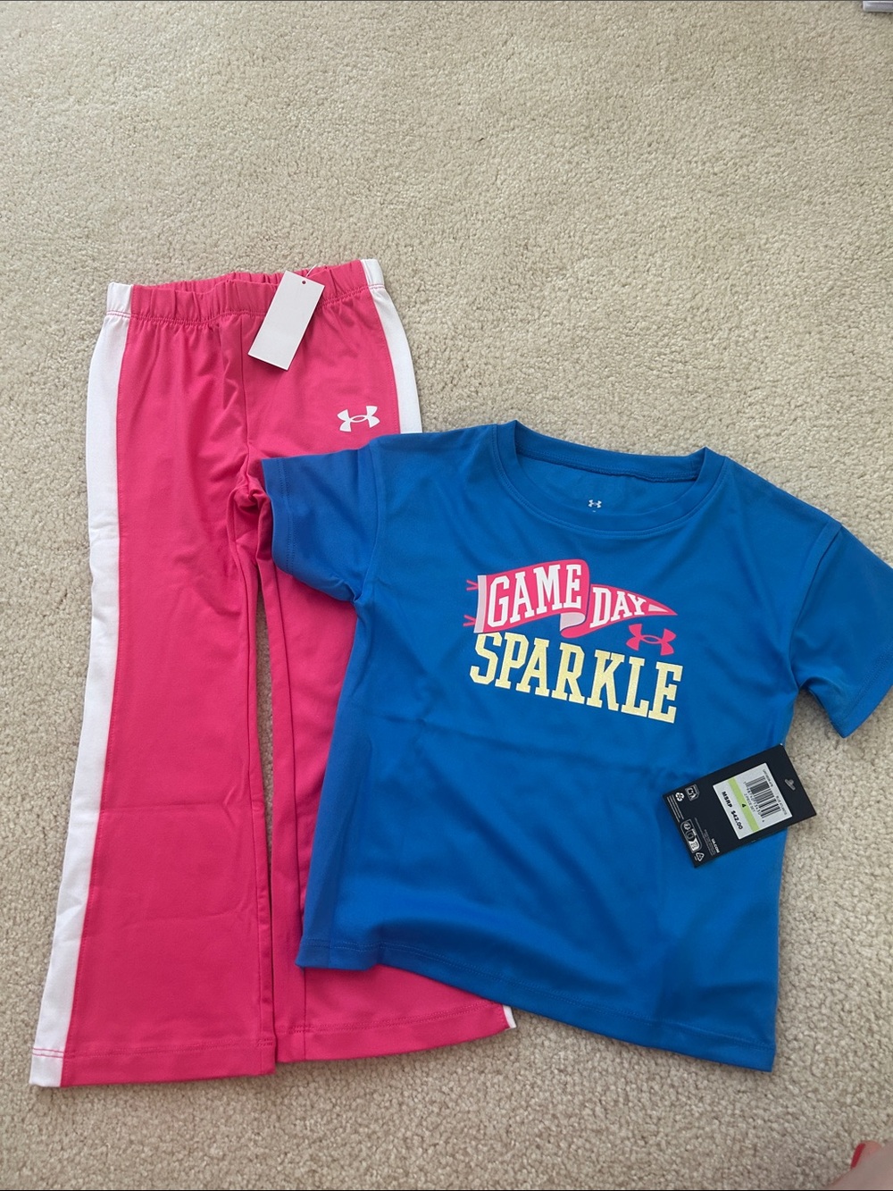 Girl size 4 two piece matching athletic set outfit new nwt sparkle glitter flare